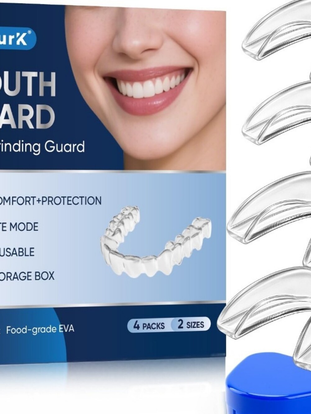 Mouth Guard For Grinding & Clinching Teeth At Night NEW -4 Packs -2 Sizes